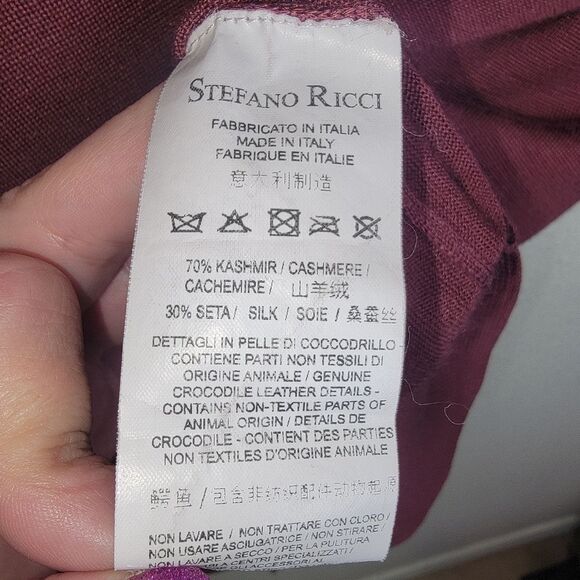 Stefano Ricci Men's Cashmere-Silk Quarter-Zip Polo Sweater w/ Crocodile size XL - Picture 9 of 12